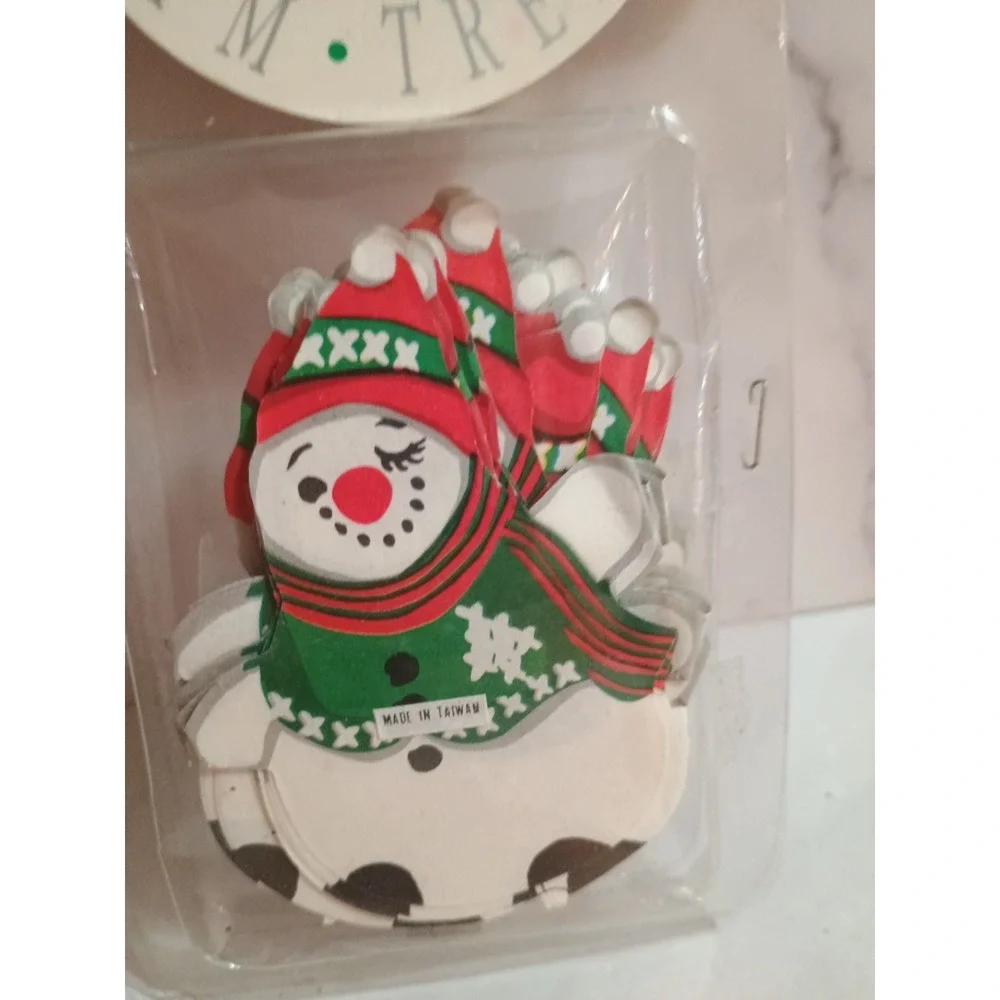Vintage Kraft Paper Snowman Christmas‎ Garland 2-Sided 9' In Original Packaging.